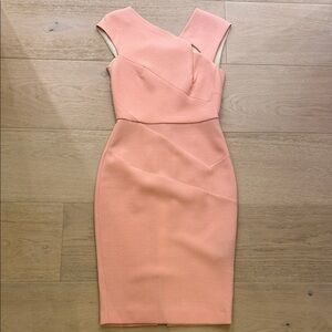 Roland Mouret One Shoulder Peach Dress